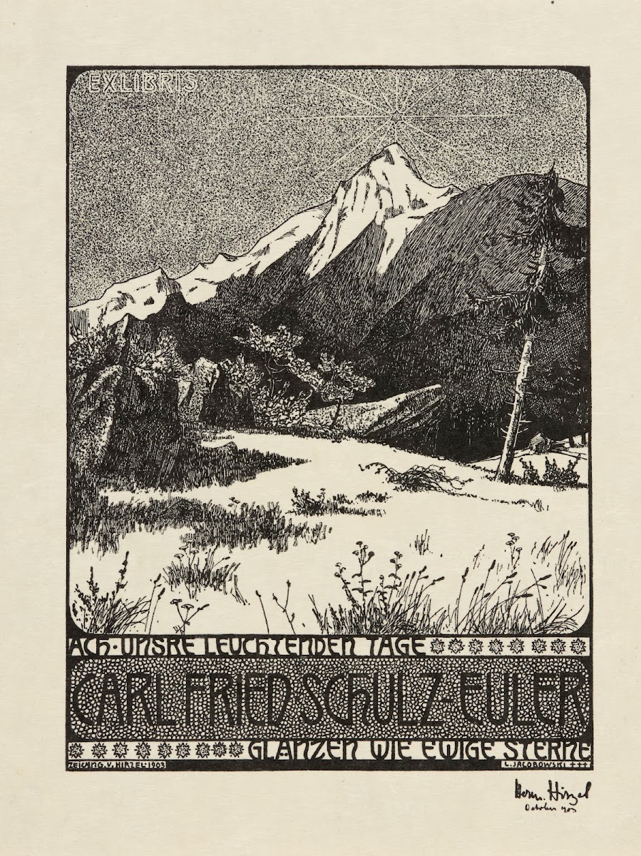 Bookplate Ach unsre Leuchtenden Tage Glanzen wie ewige Sterne 1903