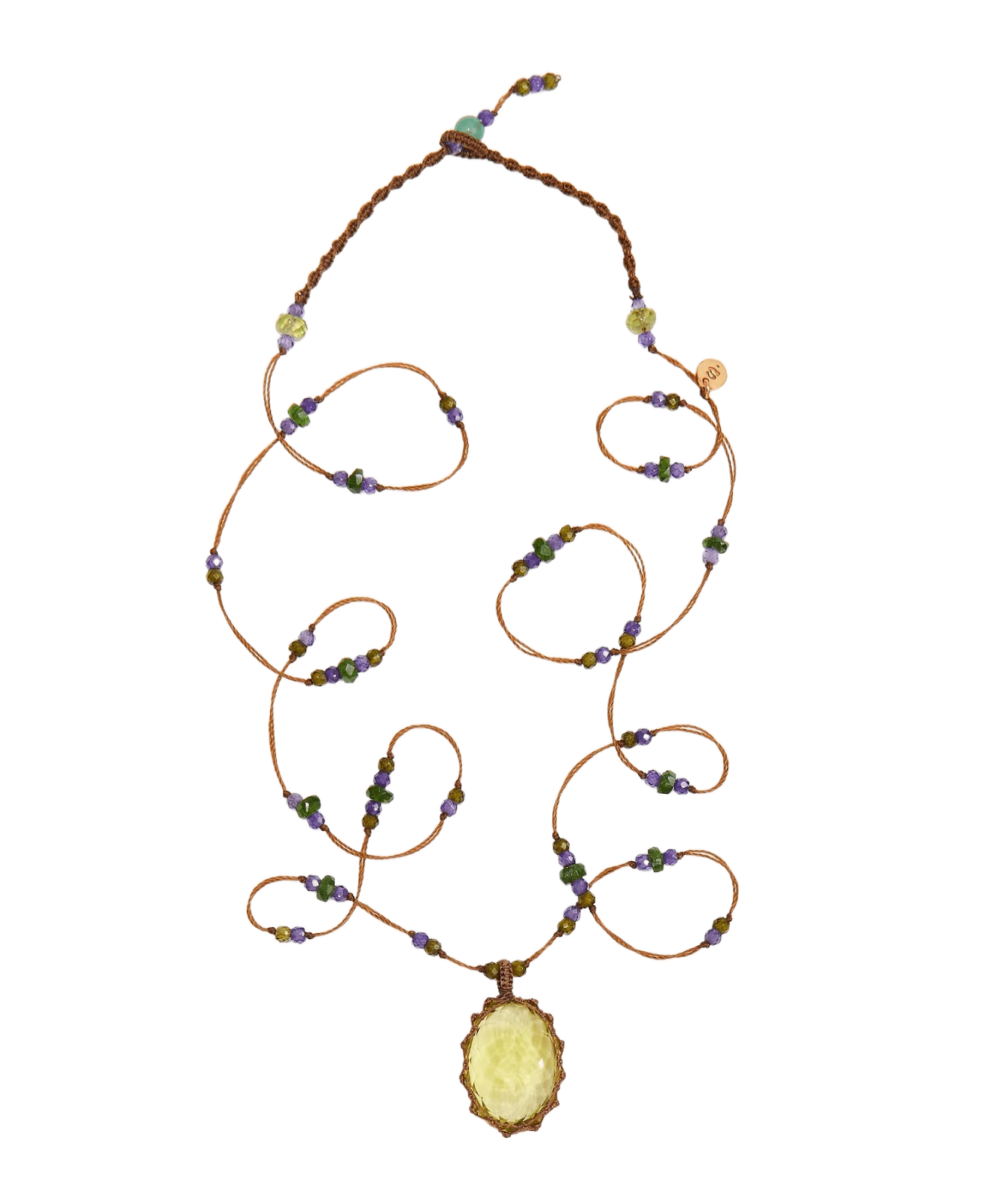 Тибетское колье Лимонный топаз LONG