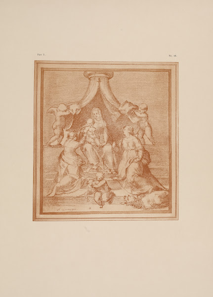 Drawing of blessed virgin and child with St Catherine and St Margaret 1900