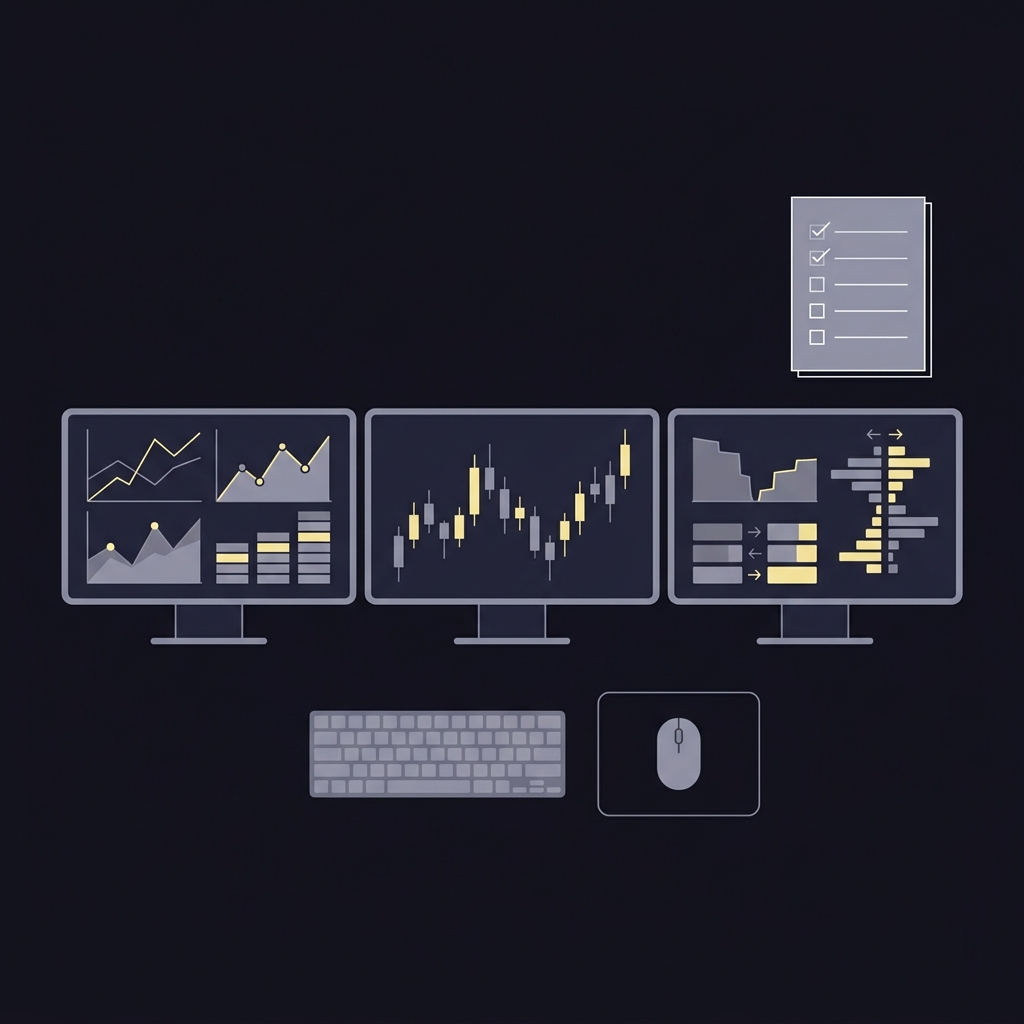 What Steam Moves Are and Why Traders Watch Them minimalist 2D vector trader workspace with cross book aggregator screens and a paper pre trade checklist in Funded Plays dark palette