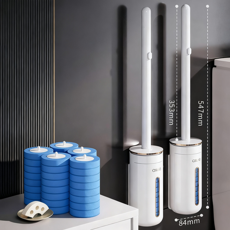 Toilet brush with interchangeable heads
