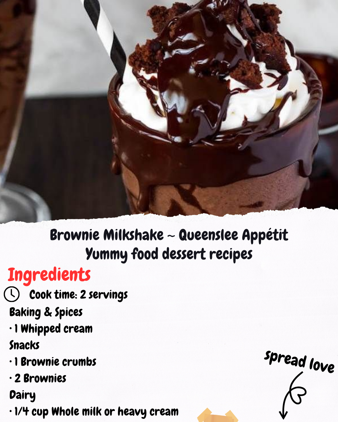 Brownie Milkshake ~ Queenslee Appétit Yummy food dessert recipes