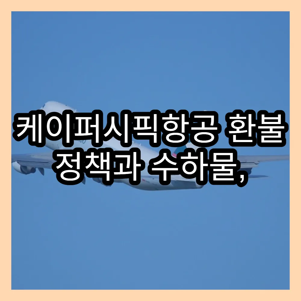 케이퍼시픽항공 환불 정책과 수하물, 변경 서비스 간단 정리
