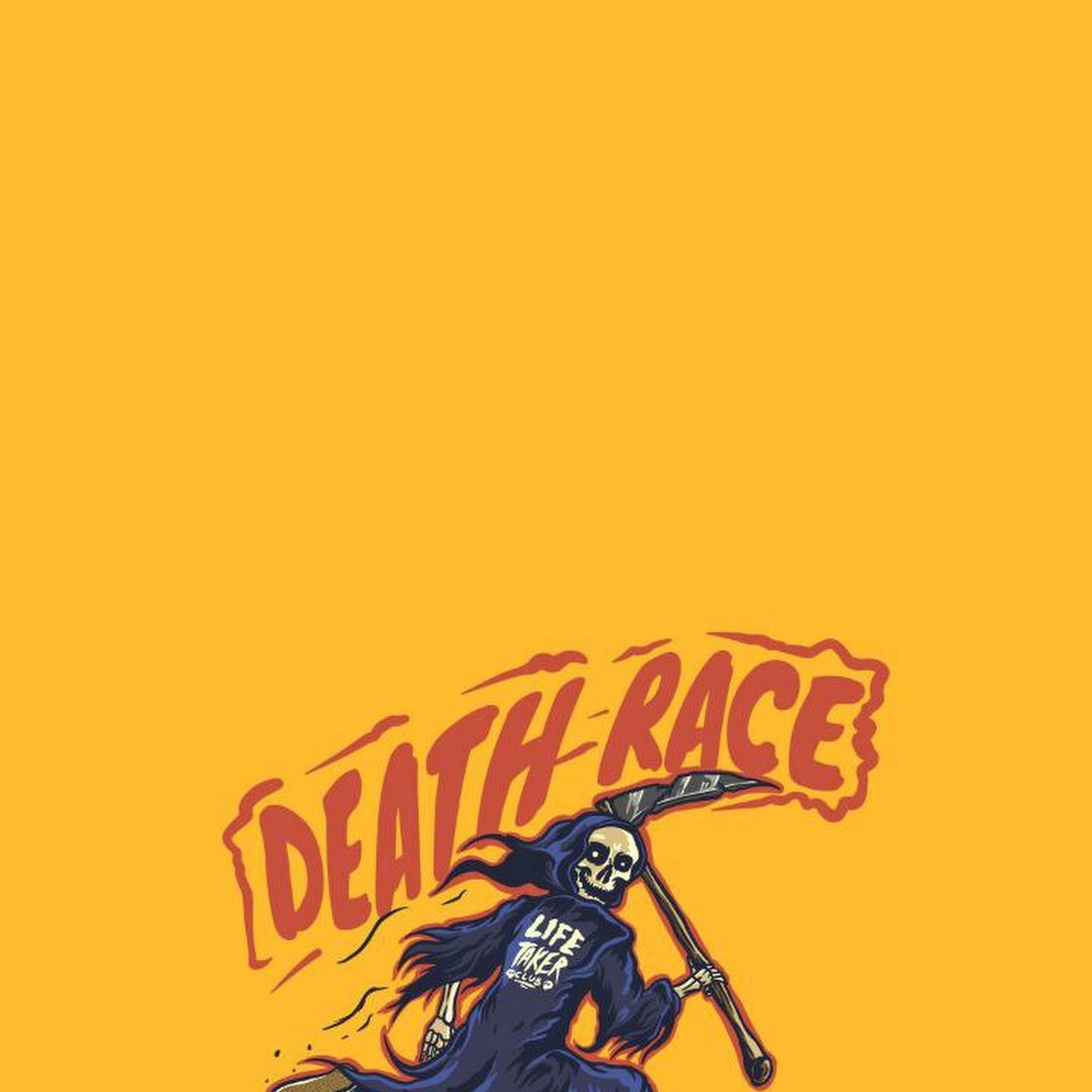 Download Grim Reaper, Skateboard, Cartoon, Yellow iPhone