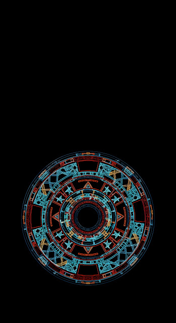 Intricate Dark Circular Tribal Geometric Pattern with Neon Line Art Details - Free mobile Wallpaper