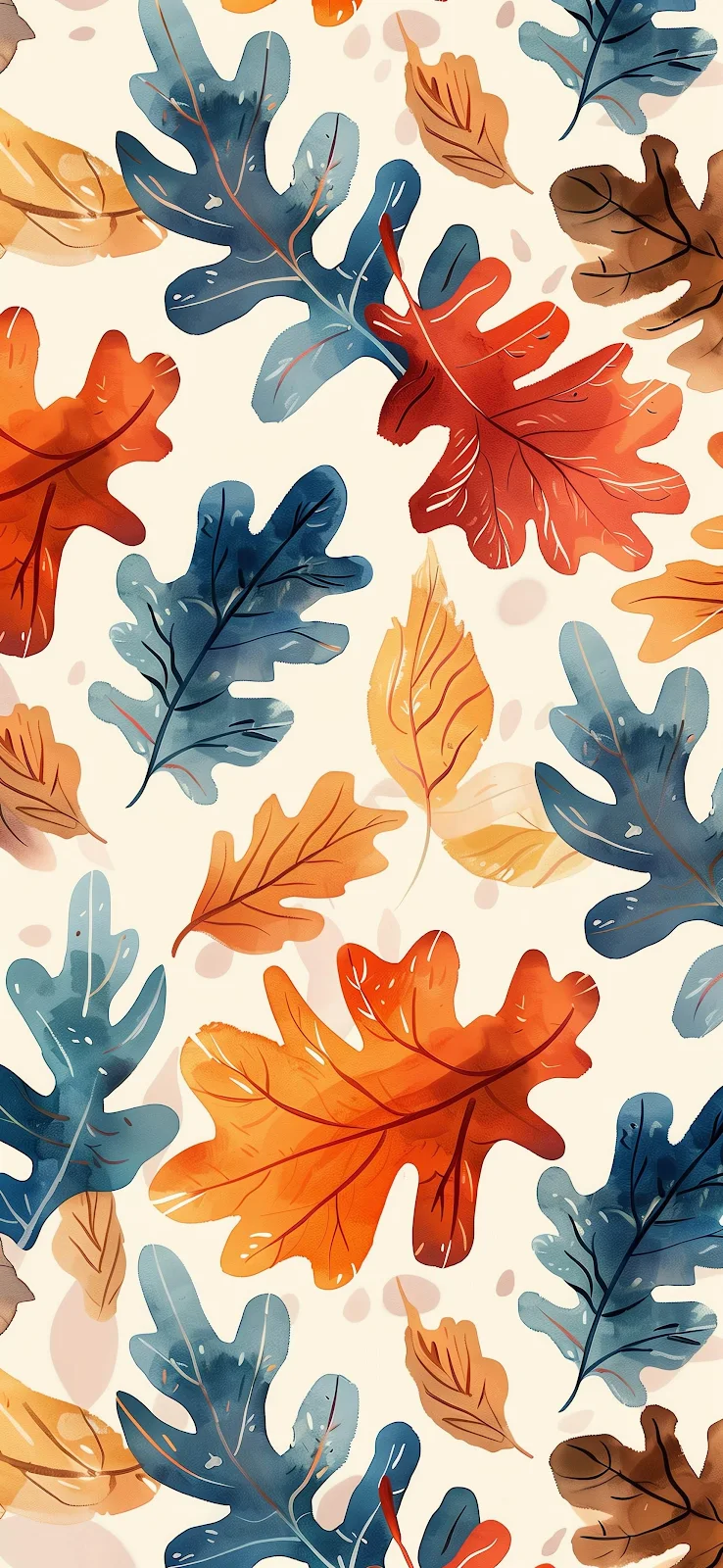 Seamless Watercolor Autumn Background - Watercolor Pattern Art 2K iPhone Wallpaper (1720x3728)