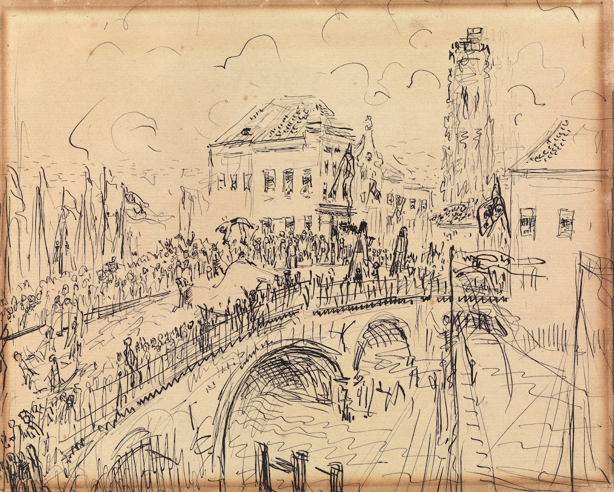 Cavalcade on Hoogbrug in Mechelen  Opsinjoorke 1911