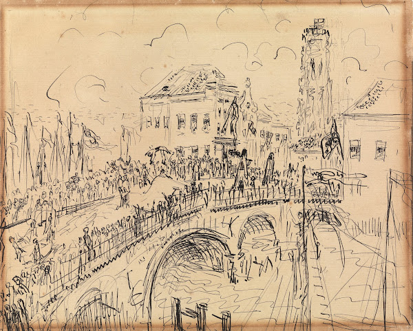 Cavalcade on Hoogbrug in Mechelen  Opsinjoorke 1911