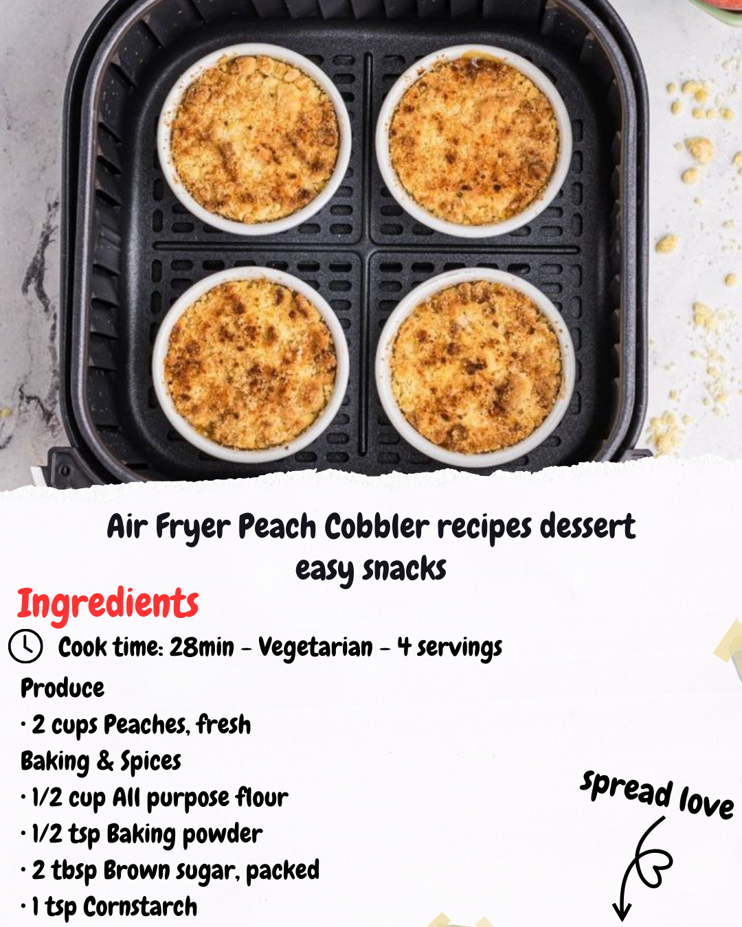 Air Fryer Peach Cobbler recipes dessert easy snacks
