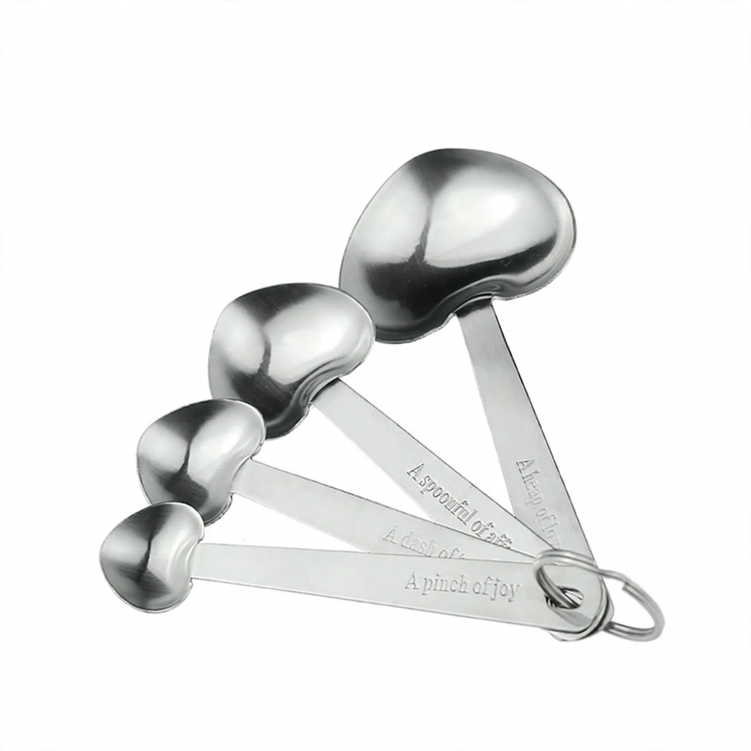 4-piece Measuring Spoon Set Heart Shape, Stainless Steel