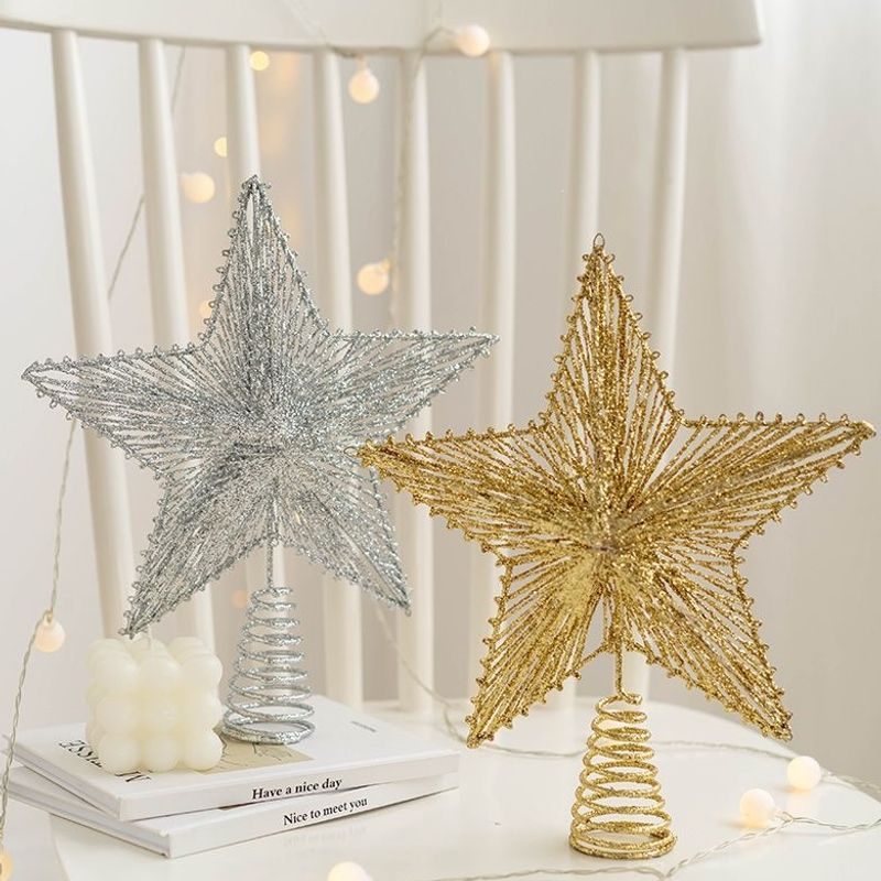 Beleuchteter Weihnachtsbaum-Spitzenstern aus Eisen