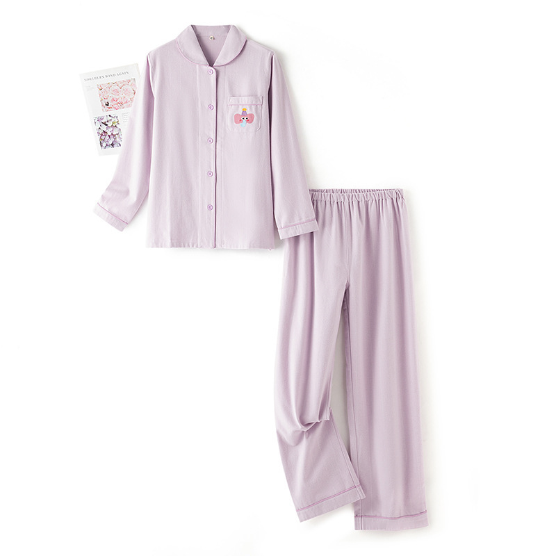 Gefütterter Baumwoll-Schlafanzug, bestickt, Unisex