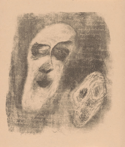 Twee smalle gezichten met lege oogholtes 1923