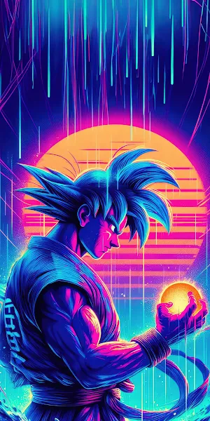 Dragon Ball, Anime, Neon Art, Retrowave Full HD iPhone Wallpaper Background