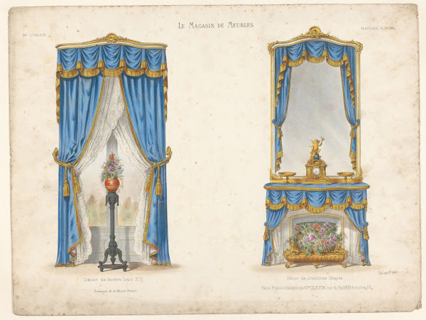 Décor de fenêtre Louis XIV  Décor de cheminée Drapée 1832   1904