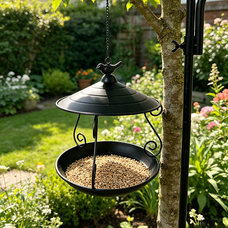 Decorative Hanging Bird Bath made of Iron, Flower Design