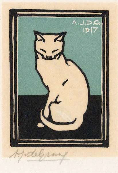 Zittende kat met gesloten ogen 1917