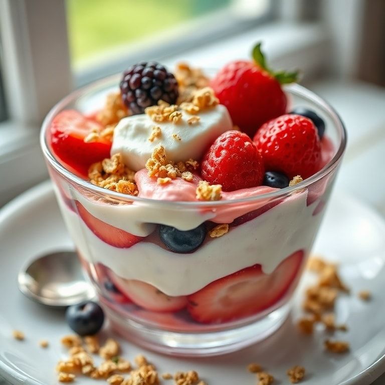 Creamy Berry Parfait Recipe with Greek Yogurt and Granola – Easy Homemade Dessert