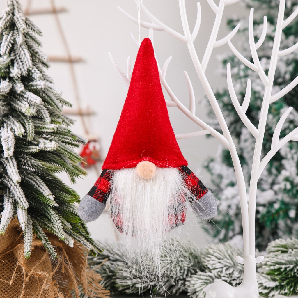 Scandinavian Gnome Ornament in Check Pattern
