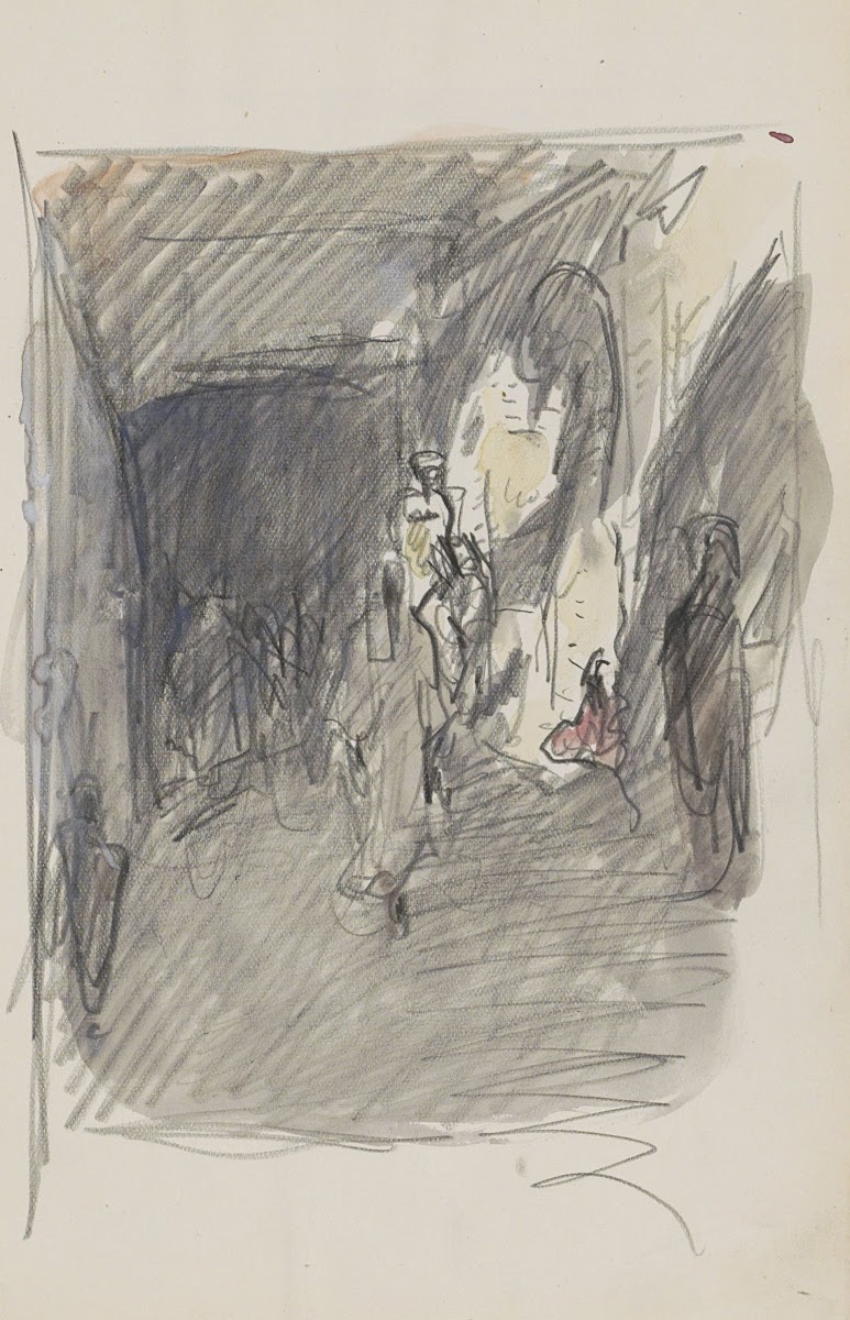 Overdekte straat met figuren 1923