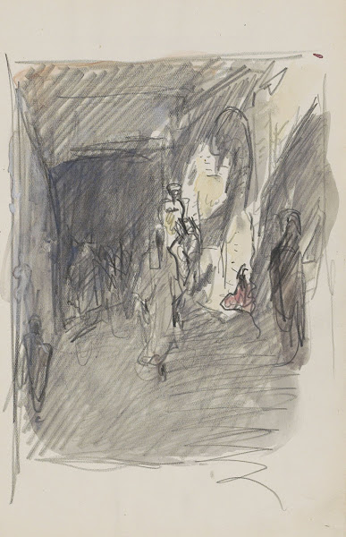 Overdekte straat met figuren 1923