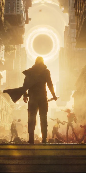 Surreal Apocalyptic Sci-Fi City 4K Wallpaper Background