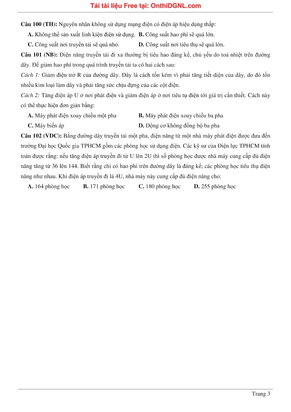 300 bài tập môn Vật Lý - Ôn thi ĐGNL ĐHQG TPHCM Phần 23