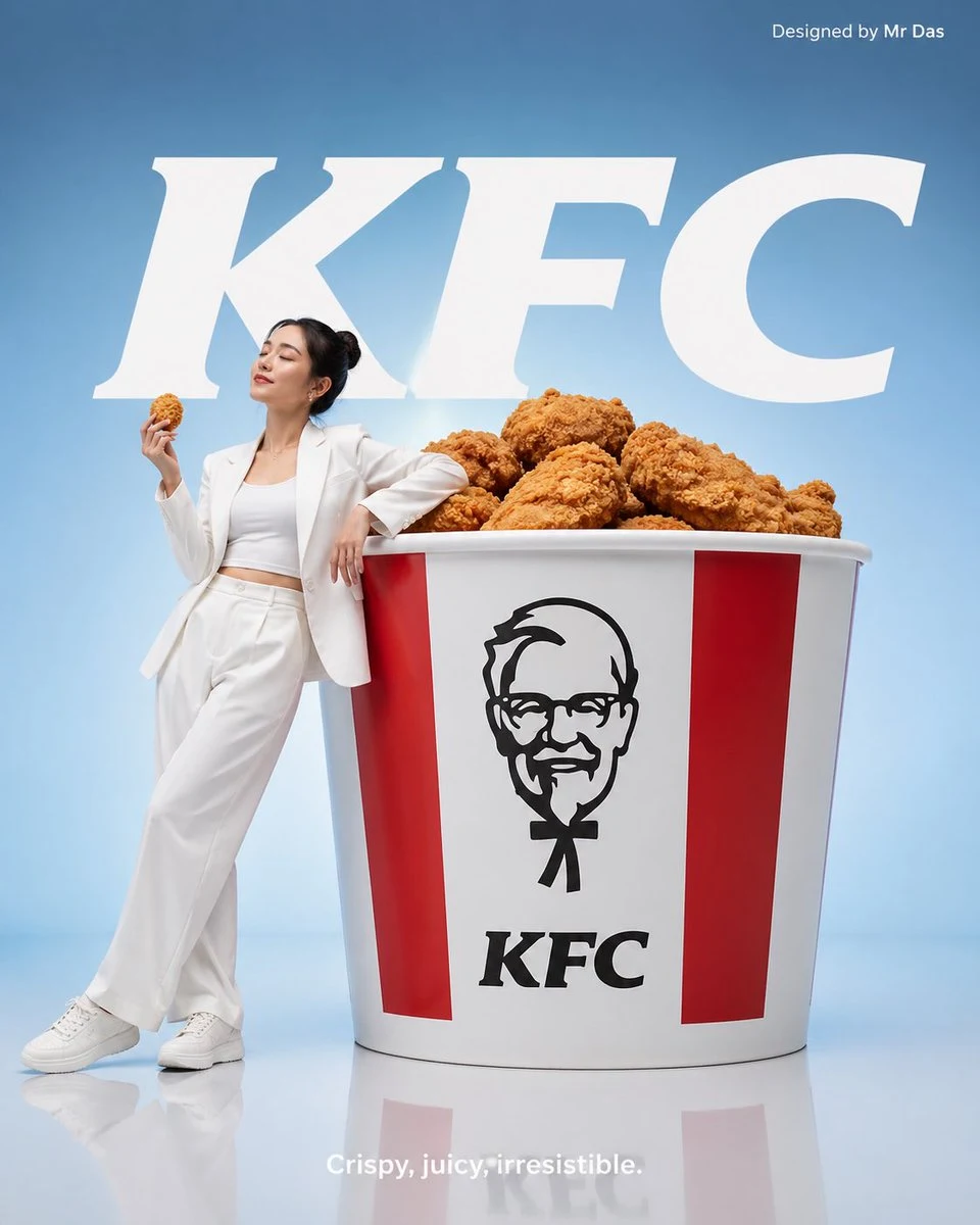Anuncio comercial minimalista con imágenes de gran tamaño