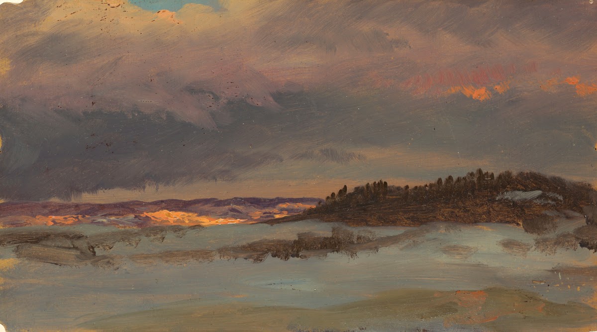 Winter Landscape with Blue Hill at Sunset Hudson New York 187075