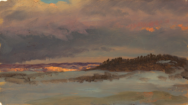 Winter Landscape with Blue Hill at Sunset Hudson New York 187075