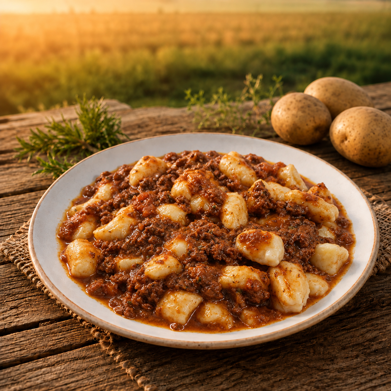 Ñoquis Caseros de papa con salsa Boloñesa