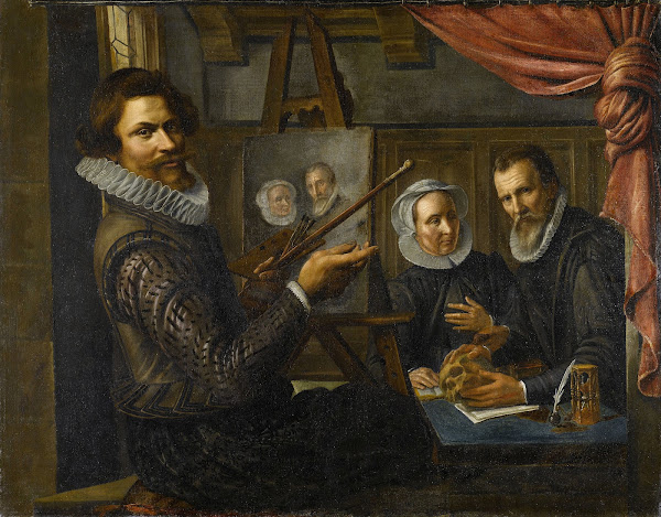 The Painter in his Studio Painting the Portrait of a Married Couple 1612