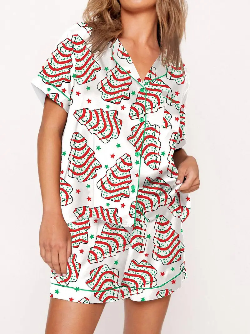 Women's pajama set with Christmas motif, long sleeves, set