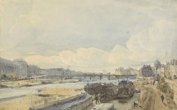 Gezicht over de Seine ter hoogte van de Pont des Arts 1831
