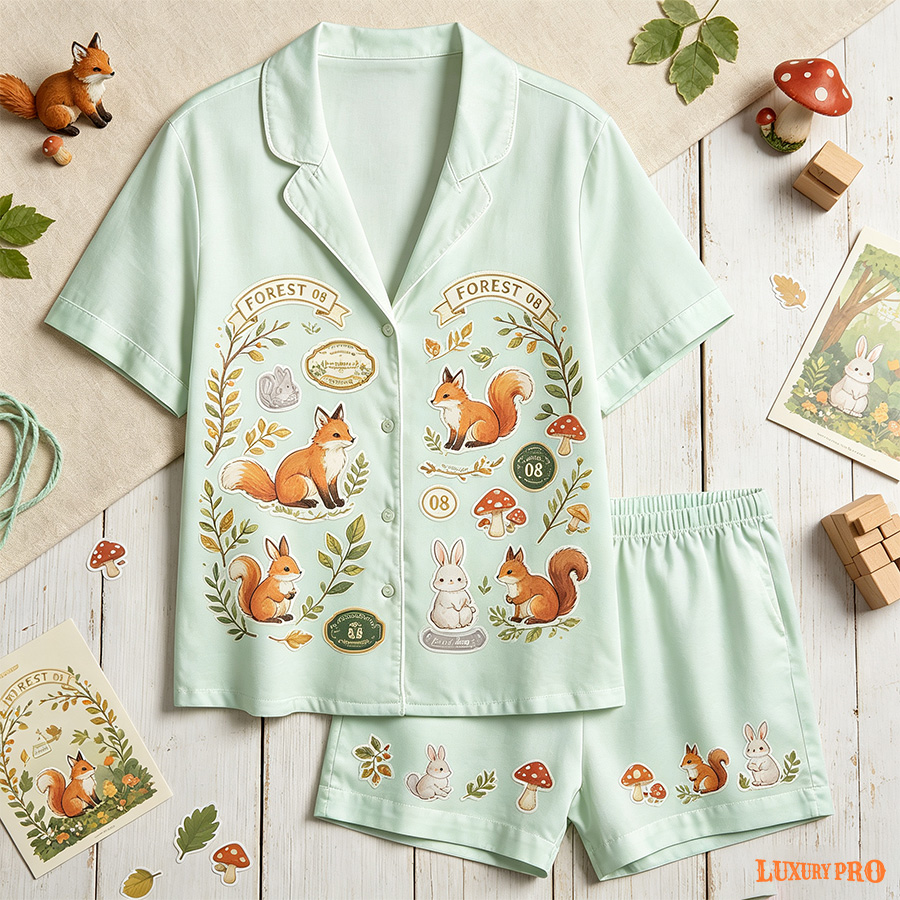 AOP HY Kids Short Milk Silk Pajama Set