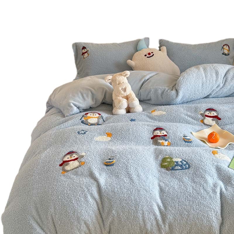 Milk fiber fleece bedding set, teddy look, various sizes