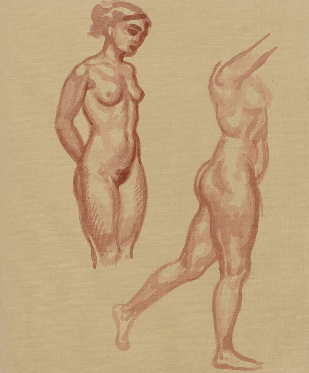 Standing naked woman in two different positions 1895 1928