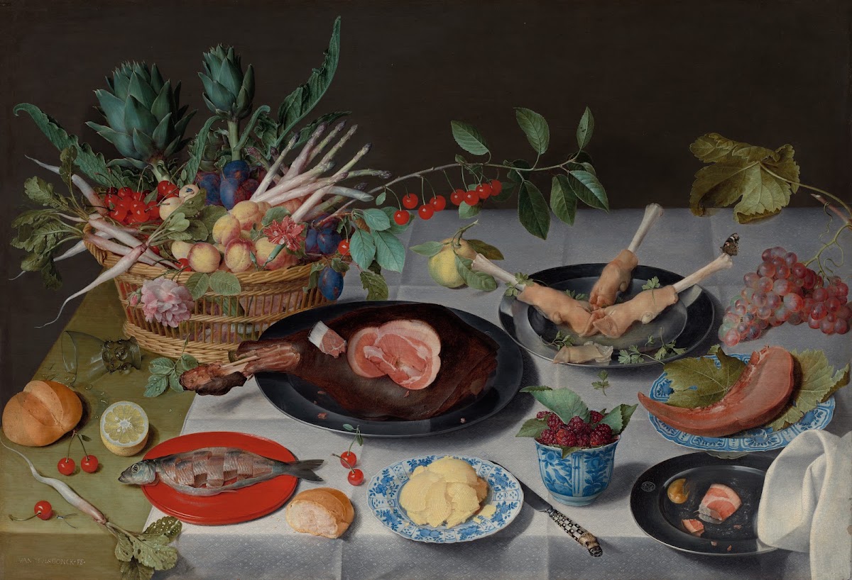 Still Life with Meat Fish Vegetables and Fruit c 161520