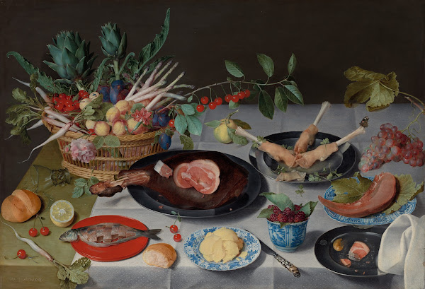 Still Life with Meat Fish Vegetables and Fruit c 161520