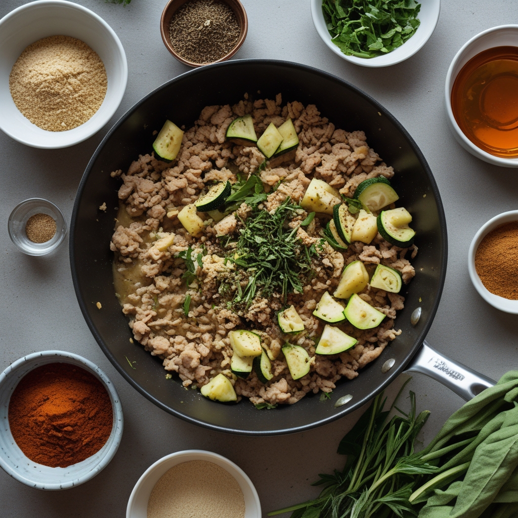 Ingredients for Ground Turkey and Zucchini Skillet - Easy & Quick Healthy Dinner