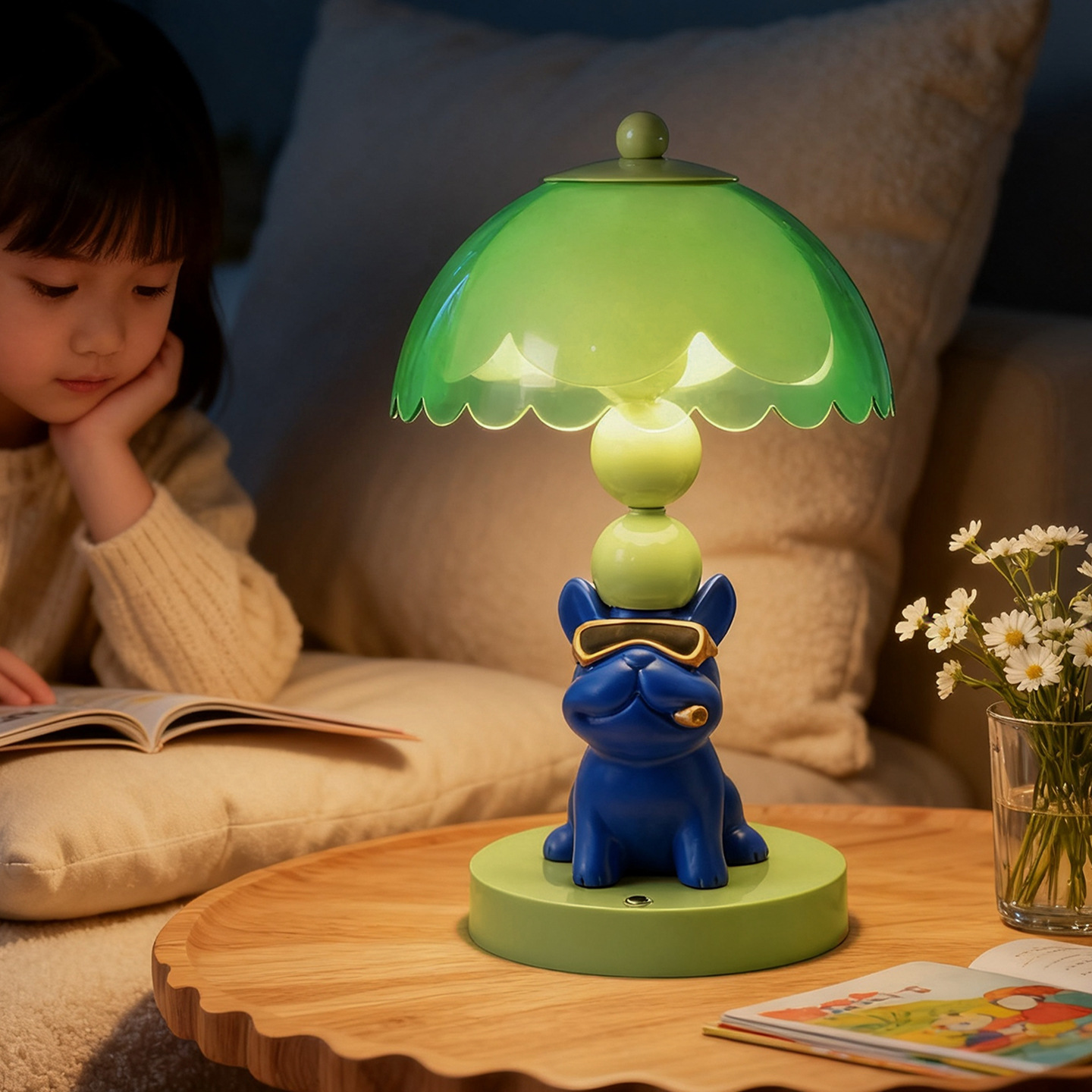 French Bulldog Table Lamp with Sunglasses