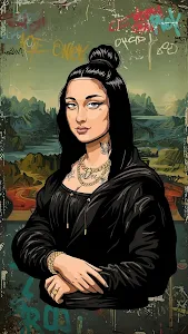 Urban Graffiti Reimagined Mona Lisa Portrait