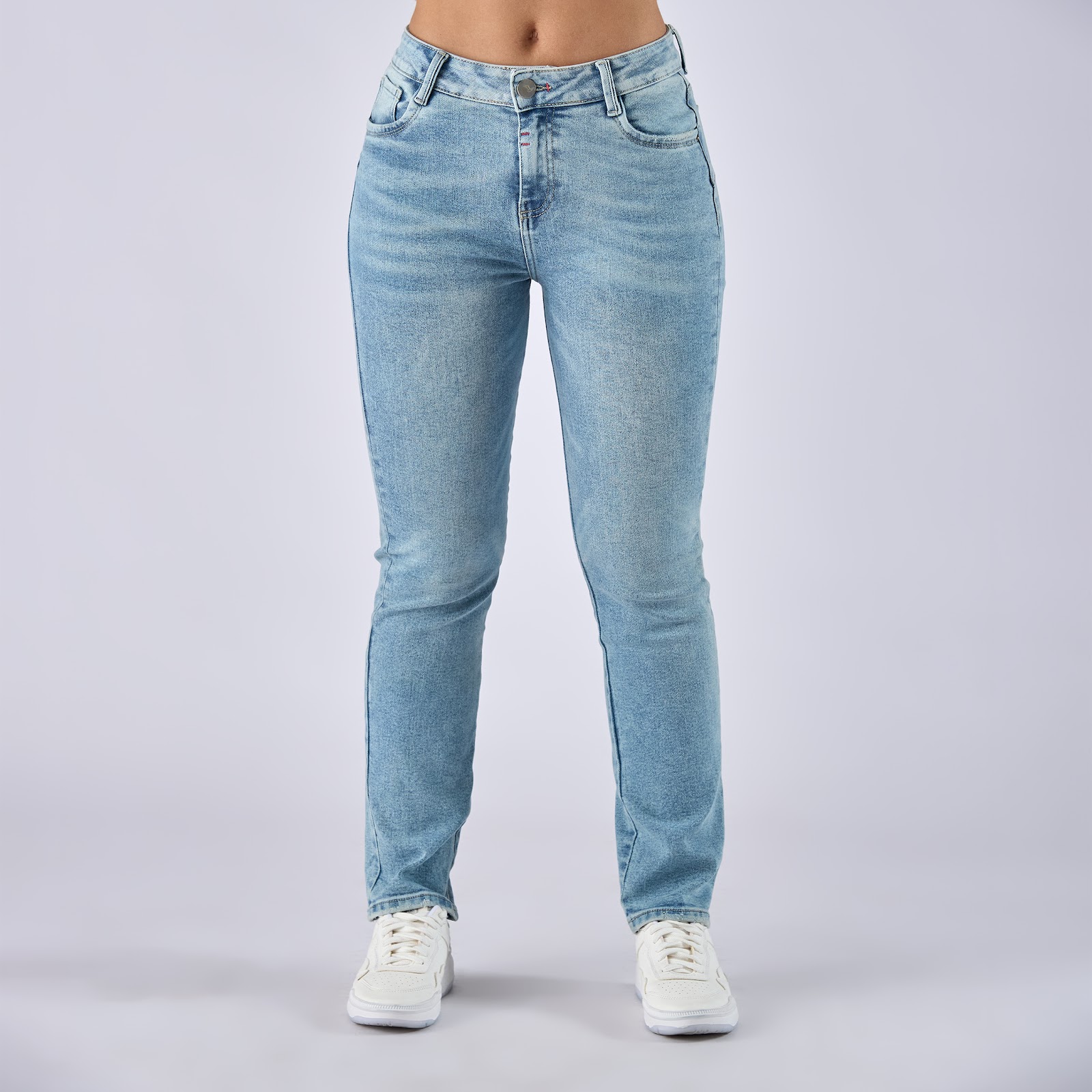 Jean straight boot licrado tiro medio en denim azul claro - Vista 3