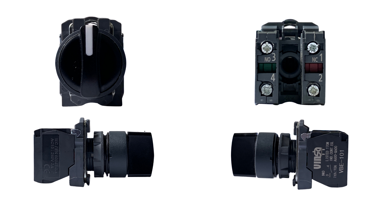 Selector Switch 3 Position Stay Put 1N/O+1N/C KB5AD33