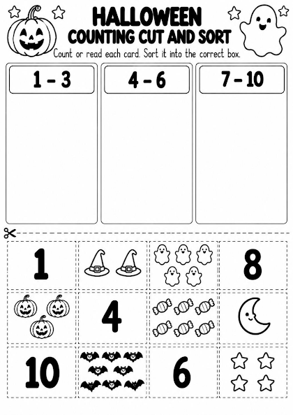 Halloween Counting Cut and Sort