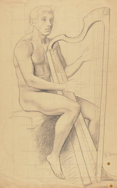 Male Nude Playing the Harp 1870   1890