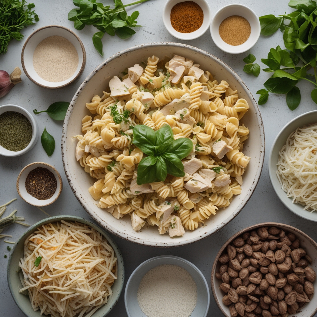 Ingredients for Chicken Caesar Pasta Salad - Easy Homemade Dinner Recipe