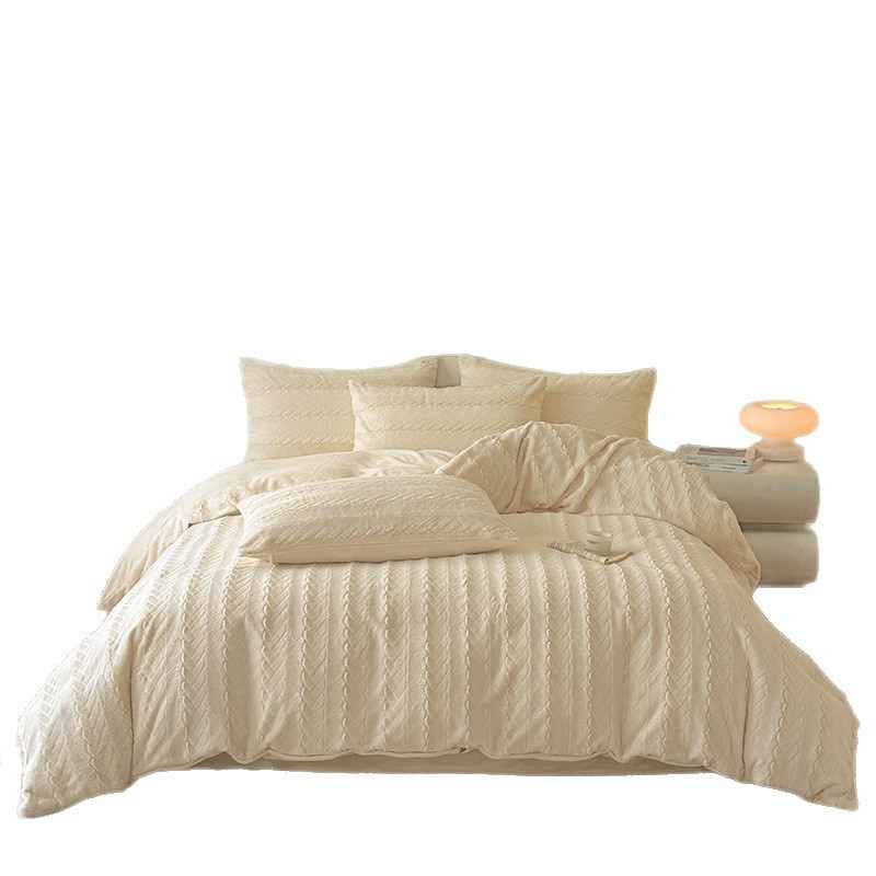 4-piece bedding set, microfleece, solid color, luxurious