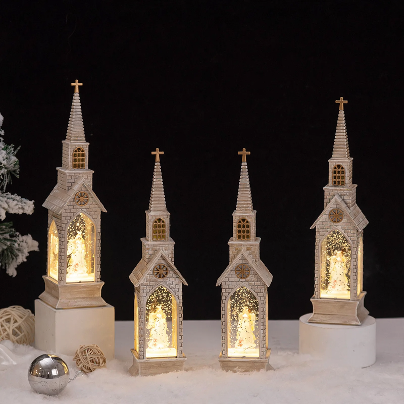 Christmas snow globe music box with light