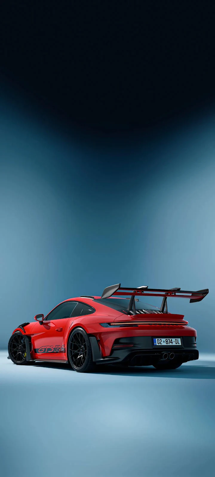 Red Porsche 911 GT3 RS - Automotive Studio Render Full HD iPhone Wallpaper (1080x2400)